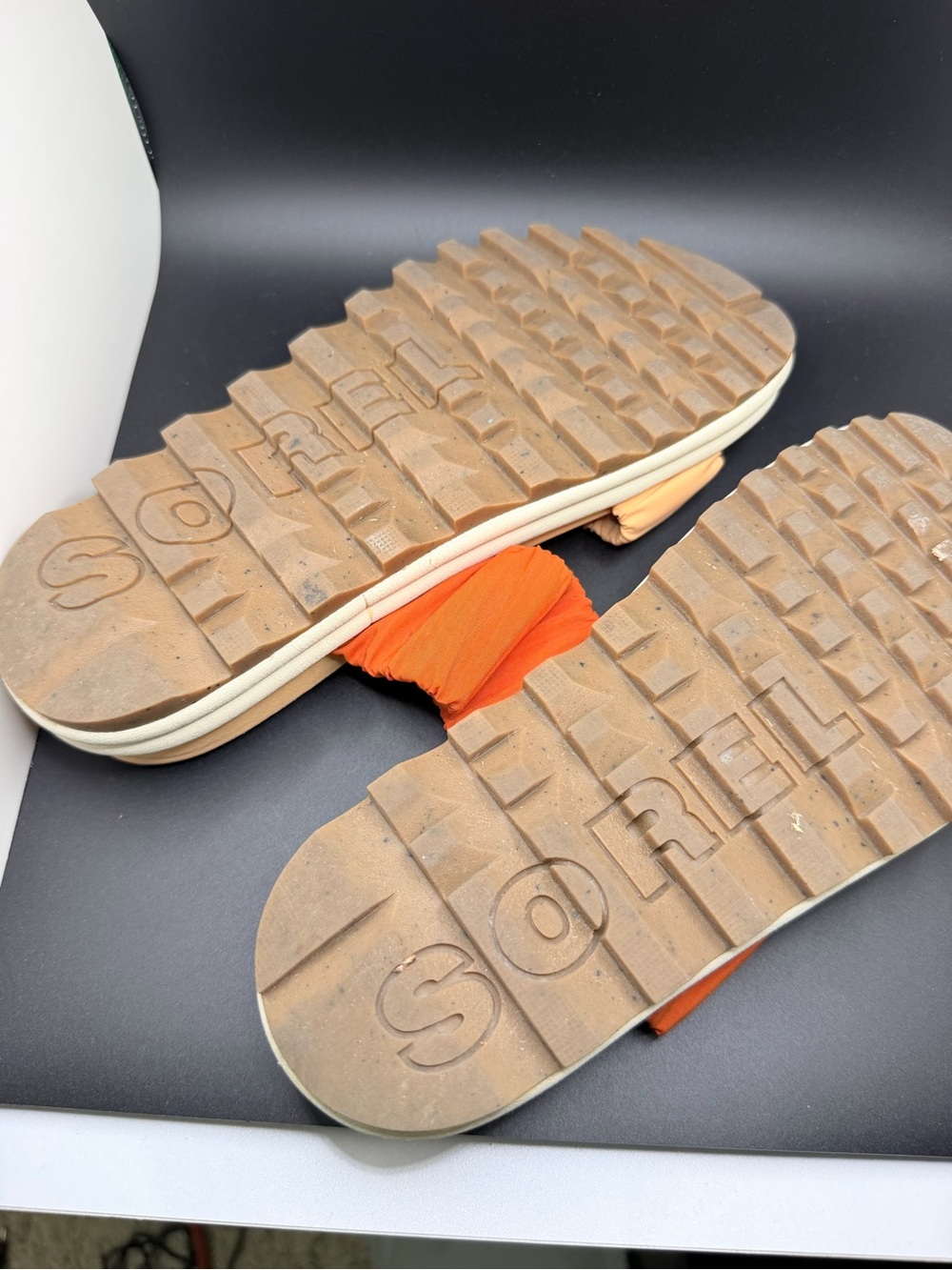 Sorel Ruched Two-Band Slide Sandals in Orange and Peach - Picture 7 of 10